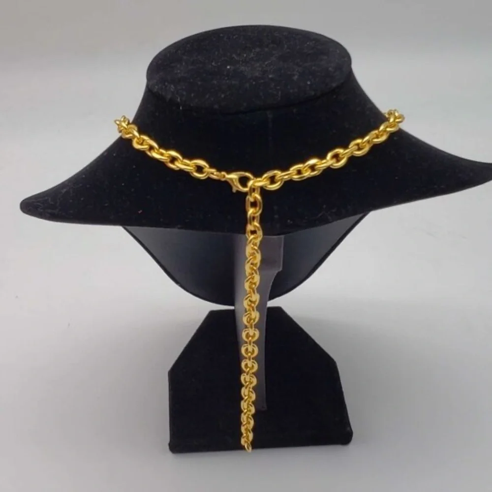 100% Auth Louis Vuitton Lock & Key w/ 18k Gold Plated Chain Necklace - Picture 8 of 9